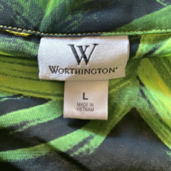 Worthington button down green flowered sleeveless top size large - Picture 3 of 4